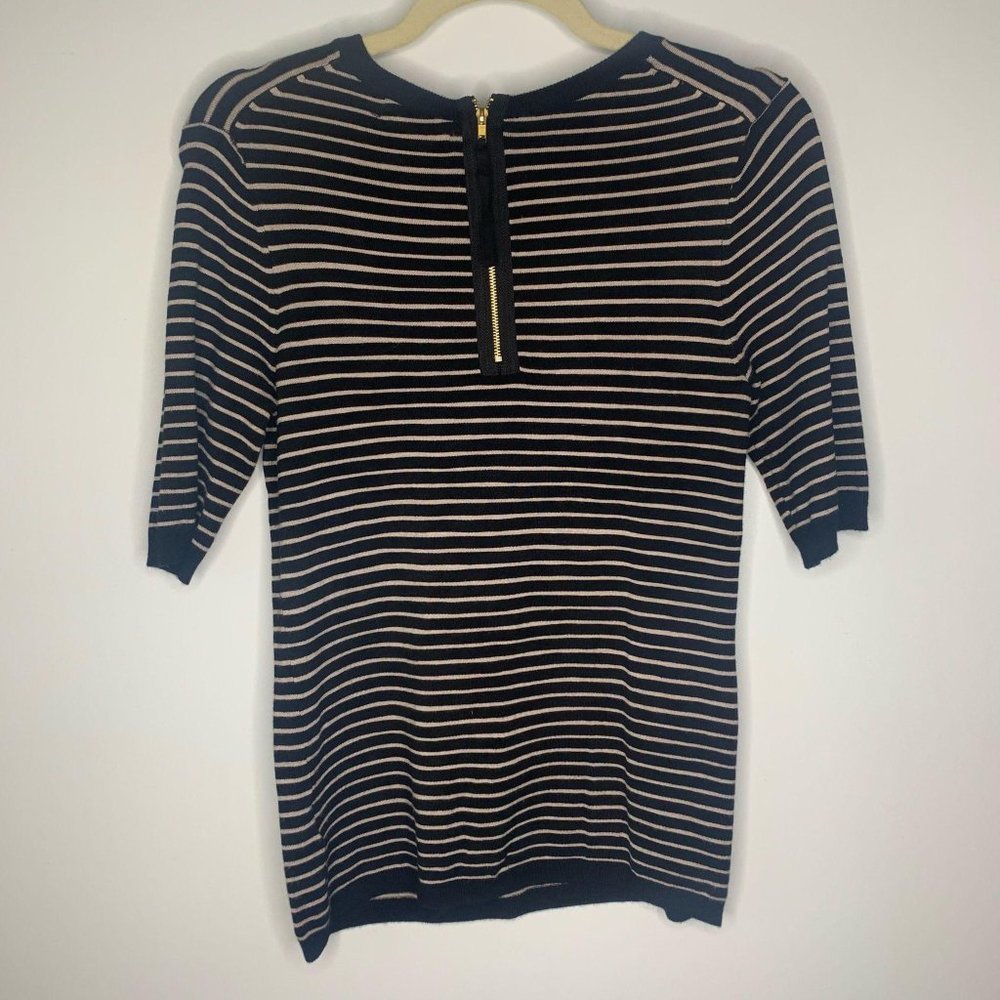 Premise Studio Striped Exposed‎ Zipper Knit Top S - Picture 5 of 9